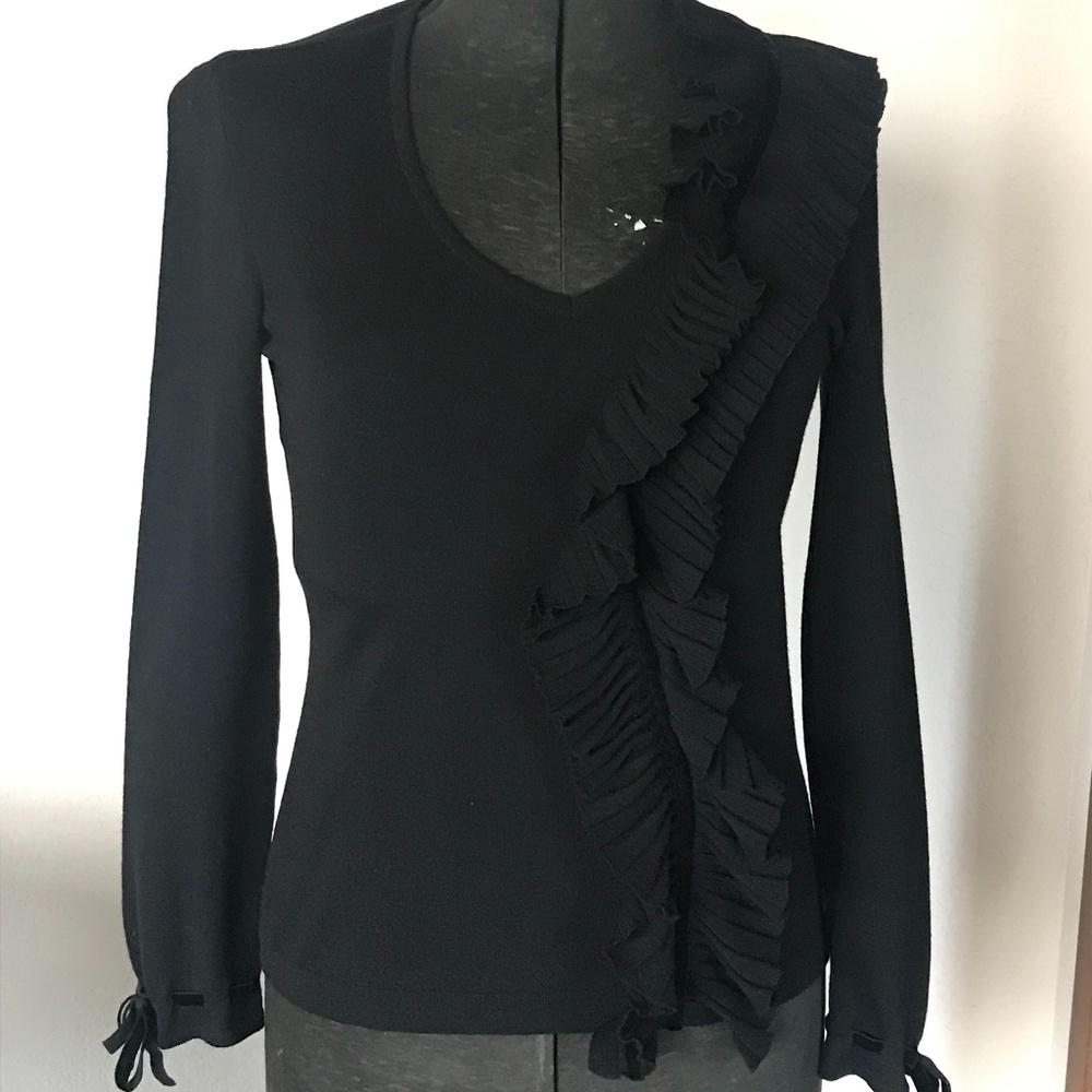 Escada Sweater with Ruffle Accent Size 36